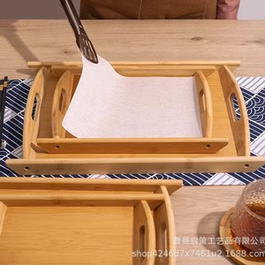 Bandeja de madera con asas, almacenamiento multifuncional para cocina, para condimentos, tabla de cortar para barbacoa y olla caliente - Product Image 1