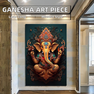 <span class=keywords><strong>Peinture</strong></span> <span class=keywords><strong>sur</strong></span> toile moderne de luxe, affiche de portrait de dieu Ganesha de l'Inde, imprime des peintures murales décoratives indiennes - Product Image 2