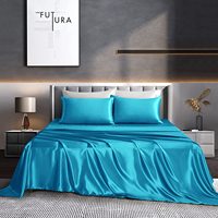 Parure de lit 4 pièces en microfibre satinée soyeuse, unie, douce et lisse, taille Queen, vente en gros