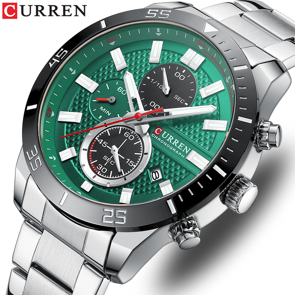 BENYAR Orologio Uomo Al Quarzo Cronografo, Cinturino In Acciaio Inox, Quadrante Con Datario, Impermeabile 3 ATM, Vetro Minerale, Per Affari E Sport