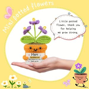 Crochet Potted Flower Mother's Day Emotion Card Thank You for Mama's Nurturing Home Bedroom Cute Personified Plant <b>Decoration</b> - Product Image 2