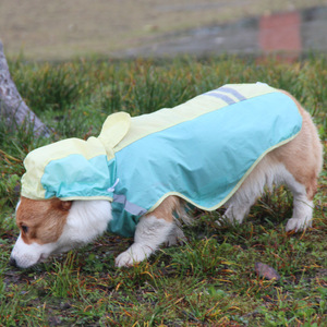 Two Legged Pet <b>Dog</b> Raincoat <b>Light</b> Green And <b>Light</b> Pink Reflective Four Seasons Corgi Shiba Inu Rain Clothes - Product Image 1