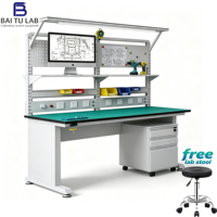 Table de travail ESD modulaire tout acier IEC 61340 en gros (ODM) avec armoire mobile pour réparation de téléphones portables et ligne d'assemblage SMT