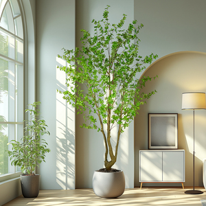 Grande albero di ulivo finto interno-esterno verde giallo foglia di erba PE plastica in vaso decorazione verde casa ufficio artificiale - Product Image 1