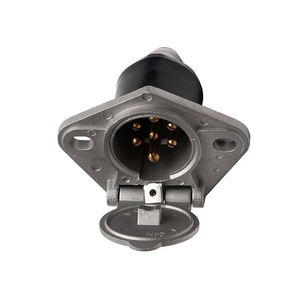 Connecteur de remorque Kamtung à 7 broches, boîtier en aluminium, tête ronde femelle US2701, gris, en métal - Product Image 1