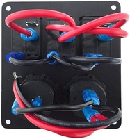 12V-24V Double Port USB Chargeur Prise Interrupteur À Bascule Panneau En Aluminium Bleu LED Lumière Étanche Interrupteur À Bascule pour Marine Bateau Voiture