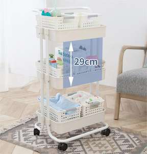 Panier en plastique de cuisine et de bureau, organisateur de rangement à 3 niveaux, étagère de rangement, chariot utilitaire, chariot de rangement - Product Image 5