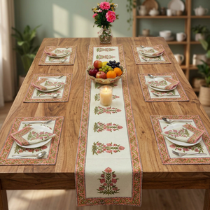 Floral Cotton Customizable Traditional Style Durable Machine Washable <b>Table</b> <b>Runner</b> for Home Use - Product Image 3