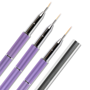 Pinceau à ongles en nylon avec manche métallique violet pour le dessin de lignes de vernis gel, la peinture d'art des ongles et l'utilisation en salon de manucure - Product Image 2