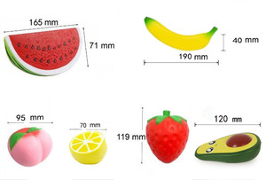 Bestseller transfrontalier : Ensemble de jouets squishy à récupération lente, <span class=keywords><strong>simulation</strong></span> de fruits (Pêche, Pastèque, Banane, Ananas) pour filles - Product Image 6