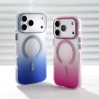 JOYPORODO B002 Casing Ponsel Magnetik TPE Mewah dengan Gradasi Warna untuk iPhone 18 17 16 15 Pro Max, Casing Anti Benturan Trendi Bertekstur Doff untuk Samsung