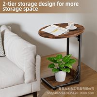 Table basse moderne pliable en forme de C, structure en métal, plateau en bois massif, meubles pour la maison, salon