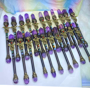 Varita Mágica <span class=keywords><strong>de</strong></span> Bruja <span class=keywords><strong>de</strong></span> Cristal <span class=keywords><strong>de</strong></span> Cuarzo Amatista Natural, Escultura <span class=keywords><strong>de</strong></span> <span class=keywords><strong>Película</strong></span> Hecha a Mano, para Decoración del Hogar - Product Image 4