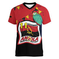 T-shirt à col en V personnalisé UNITA Angola Impression de style drapeau de fête à la demande T-shirts pour hommes Angola Design