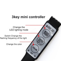 Bande lumineuse LED RGB SMD2835 avec mini contrôleur 3 touches DC5V USB, éclairage d'ambiance TV, ruban lumineux étanche 0,5M 1M 2M 3M 4M 5M