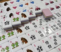 Ensemble de tuiles de mahjong en acrylique Western Mahjong Unique, motif Tracteur Équestre, cadeau de fête pour tous