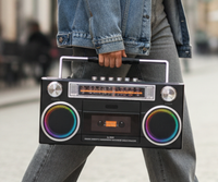 BT Retro Boombox Müzik Çalar Kaset Kaydedici Dahili Mikrofonlu 8000mAh Şarj Edilebilir AM FM SW Bant Radyo 3.5mm Kulaklık Girişli