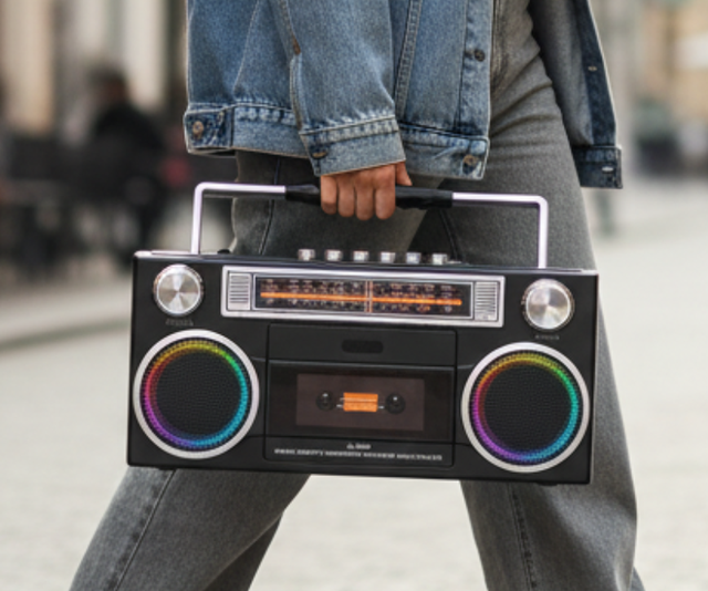 BT Retro Boombox Music Player Cassette Recorder Player Built in MIC 8000mAh Rechargeable AM FM SW Band Radio with 3.5mm Earphone