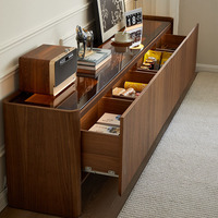 Meuble de salon de style mid-century, luxe léger, buffet en bois massif pour rangement, armoire de cuisine, meuble à vin