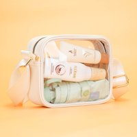 Tycoon Imprimé Femmes Pvc Logo Personnalisé Voyage Cosmétique Sac Durable Clair Articles De Toilette Organisateur Avec Ceinture Transparent Trousse De Maquillage
