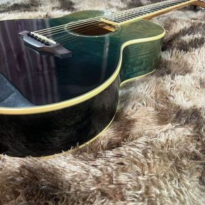 <span class=keywords><strong>Guitarra</strong></span> acústica de 36 pulgadas para principiantes Madera de olmo rizada de flores azules con diseño de alta apariencia para viajes - Product Image 2