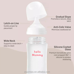 Bouteille en verre pour bébé avec revêtement protecteur en silicone antichoc, sans BPA ni BPS, pour l'allaitement des nouveau-nés, 3 oz, 5 oz, 8 oz - Product Image 4