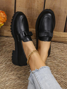 Zapatos de Plataforma de Cuero para Mujer, Talla Grande, Nuevos, Casuales, de Moda, Formales, de Vestir, Negros, de Cuero PU - Product Image 3