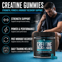 Gummies de Créatine Monohydrate Sans Sucre en Gros pour OEM, Marque Privée, Supplément Pré-Entraînement Végétalien, 5000mg de Créatine