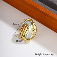 Perle baroque en corail rouge plaqué or 18 carats à deux trous pour la fabrication de bijoux
