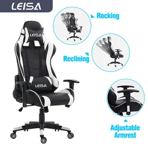 Chaise de bureau de jeu PC d'ordinateur de course e-sport pivotante ergonomique moderne à dossier haut pour Silla Gamer