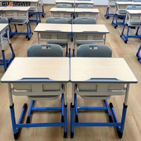 Ensemble de bureau et chaise pour étudiants en fer et bois, moderne et durable, pour l'école/la formation