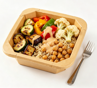 Boîte à emporter carrée multifonction en papier kraft, imperméable et de qualité alimentaire, pour sushis, gelées et autres plats.