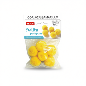 Pompon Ilan Bolita 3.0 Cm Giallo per Forniture Artigianali - Product Image 2