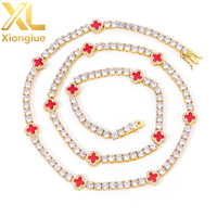 Fabrication sur mesure OEM ODM de bijoux fins, collier chaîne à maillons trèfle en argent sterling 925 avec moissanite 4 mm, collier pour homme