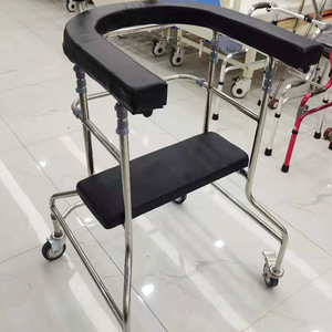Déambulateur pour personnes âgées et handicapées en acier inoxydable avec siège et roues pour la rééducation - Product Image 3