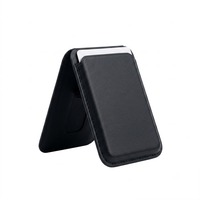 Dompet Kartu Kredit Kulit Asli Magnetik Tipis dengan Penyangga Kartu untuk iPhone 15/14/13 Pro Max, Cocok untuk Penggunaan di Kantor