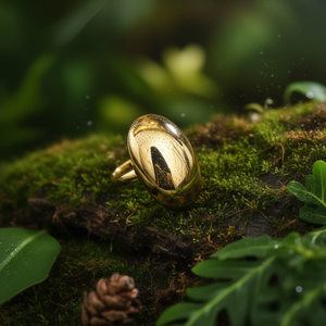 Fashion <b>Rings</b> 316L Stainless Steel PVD Gold Plating Sustainable Resistant Oval Design <b>Statement</b> <b>Ring</b> - Product Image 3