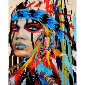Pintura Abstracta Graffiti Mujer India, Pintura por Números para Adultos, Lienzo de Alta Definición, Pintura Acrílica Fácil de Rellenar - Product Image 2