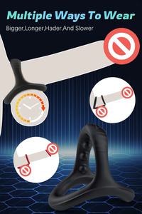 Toptan erkek titreşimli silikon horoz halka Penis halkası gecikme boşalma yetişkin seks oyuncakları adam için - Product Image 5