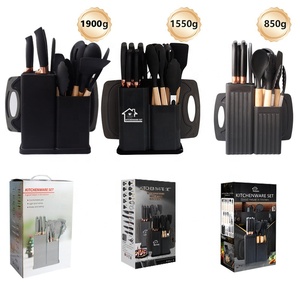 <strong>Silicone</strong> Kitchenware Set - Non-Stick Pan Spatula Easy-Clean Kitchen <strong>Tools</strong> 19-Piece Household Cookware Set with Storage Bucket - Product Image 1