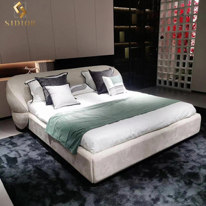 Moderno minimalista lino King Queen Size Queen Bed Frame camera da <span class=keywords><strong>letto</strong></span> Set di mobili in velluto imbottito in pelle - Product Image 2