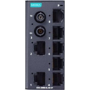 Commutateur Ethernet industriel non géré Moxa EDS-2008-EL-M-ST sur rail DIN à 8 ports avec connecteur SC/UPC 24V IEEE 802.3 - Product Image 1