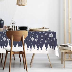 Silver Snowflake PVC <b>Tablecloth</b> Stock Plaid Rectangle Watercolor Design Oil-Proof for Dining Buffet Camping <b>Christmas</b> Hotels - Product Image 1