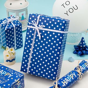 Happy Birthday To You <b>Blue</b> Gift Wrapping <b>Paper</b> Double Sided Art <b>Paper</b> <b>Roll</b> Recyclable For Gift & Craft Use - Product Image 2