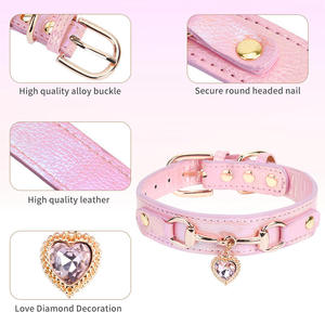 Collar para Perro o Gato, Personalizado con Cristales Brillantes y Pedrería, Acolchado de Cuero PU, para Cachorros y Gatitos Pequeños y Medianos - Product Image 3