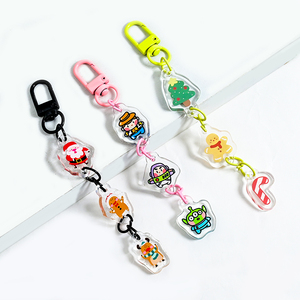 Custom Acrylic Plastic Keychain String Cute Anime Cartoon Epoxy Long Key Chian Charms Pendent Accessories
