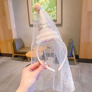 Vendita calda per bambini Happy Birthday fascia per capelli in pizzo accessori per capelli per bambine Party principessa velo corona copricapo - Product Image 4