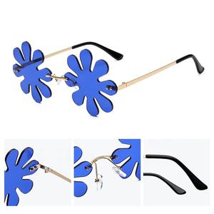 Новый дизайн очков Солнцезащитные очки с цветами Веселые солнцезащитные очки для вечеринок UV400 многоцветные женские пикантные солнцезащитные очки в форме цветка без оправы - Product Image 6