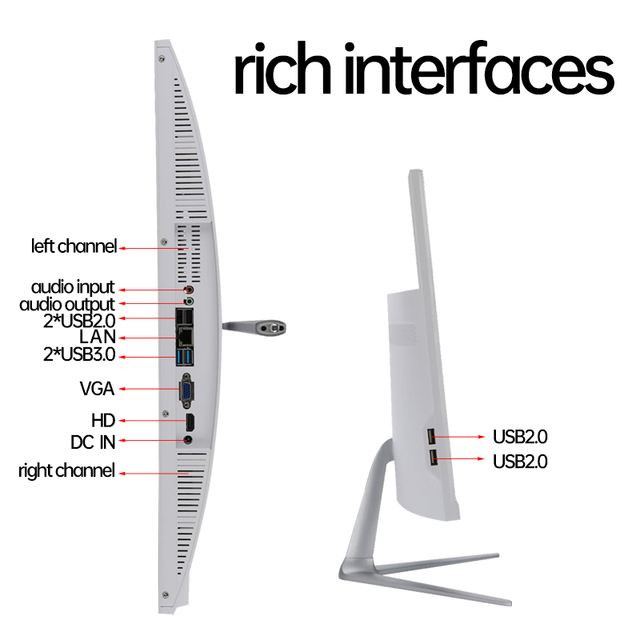 Slim All in One PC, All-in-One Desktop with Multiple Expansion Interfaces, AIO Computer for Home Office & Business Use