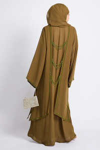 Abaya personnalisée avec broderie et perles pour femmes musulmanes, robe longue ample à manches longues, robe maxi musulmane pour femmes - Product Image 2